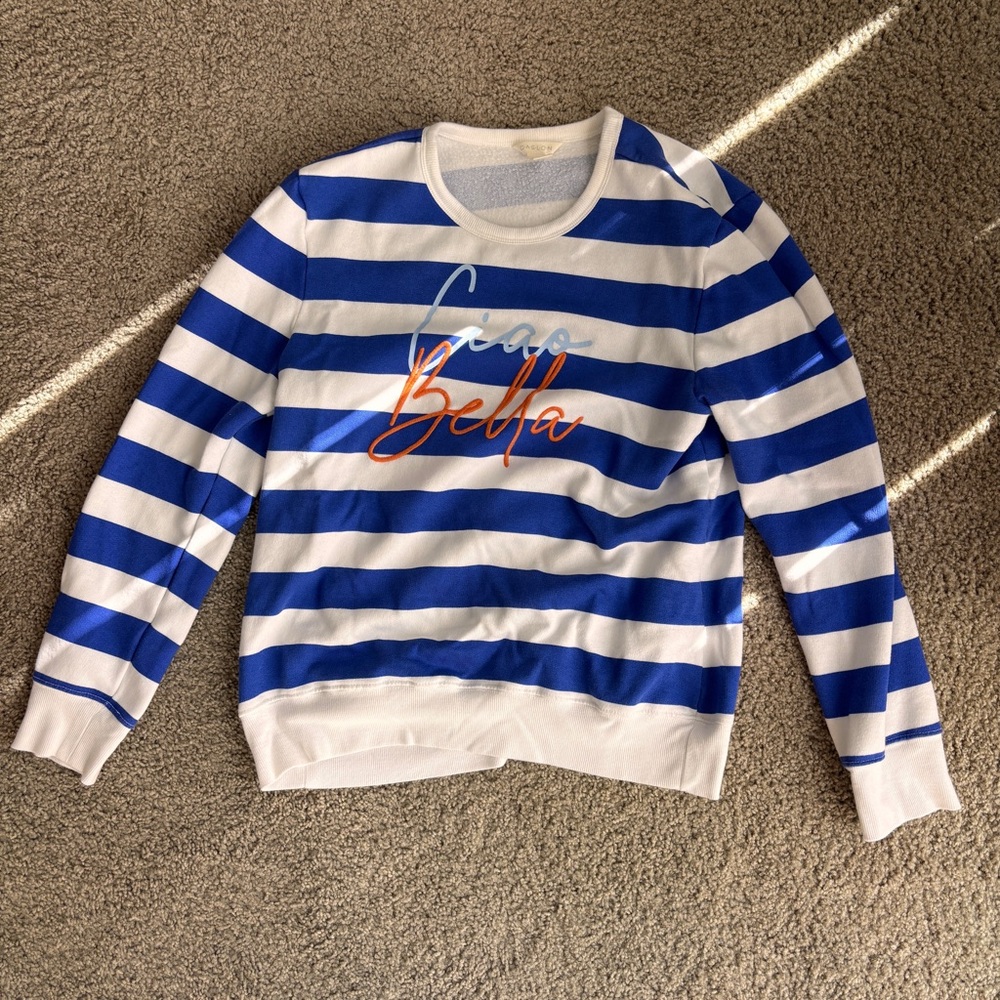 Caslon Ciao Bella blue & white striped sweater/sweatshirt - size S
